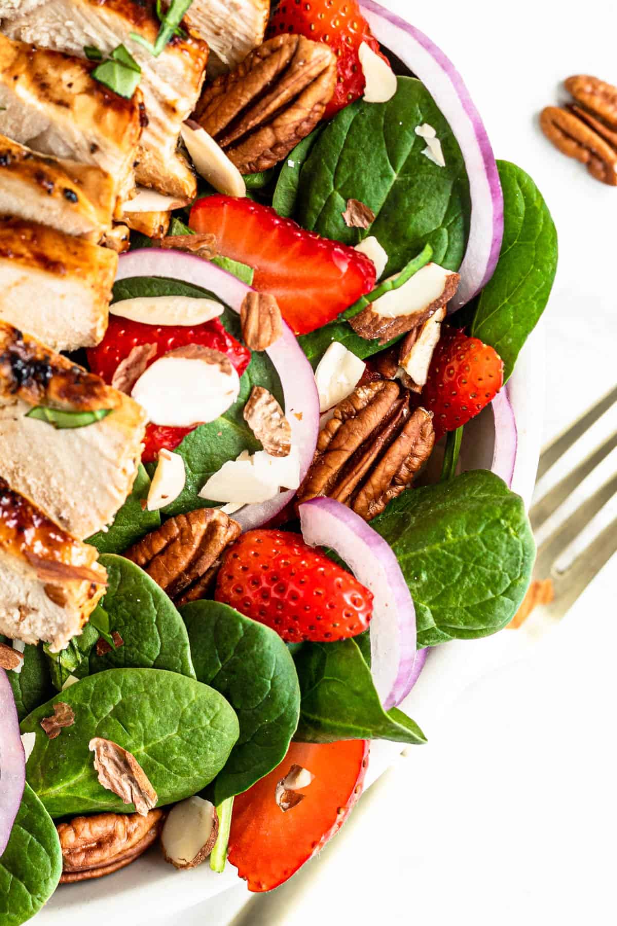 Strawberry Chicken Spinach Salad - The Bitter Side of Sweet